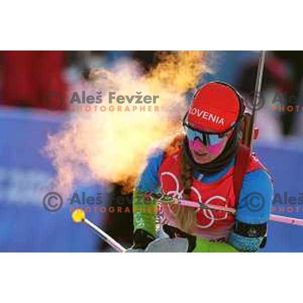 Polona Klemencic of Slovenia competes in Biathlon Mixed Relay 4x6 km in Zhangjiakou, Beijing 2022 Winter Olympic Games, China on February 5, 2022