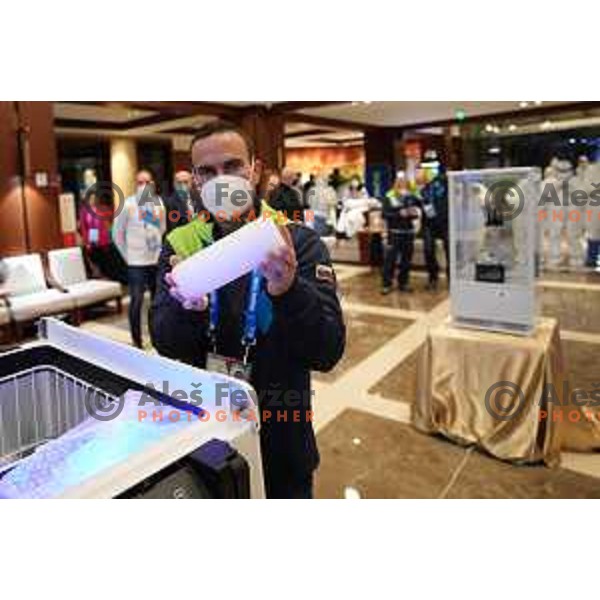 Jernej shows Toli to the guests at Zhangjiakou venue of Beijing 2022 Winter Olympic Games, China on February 6, 2022