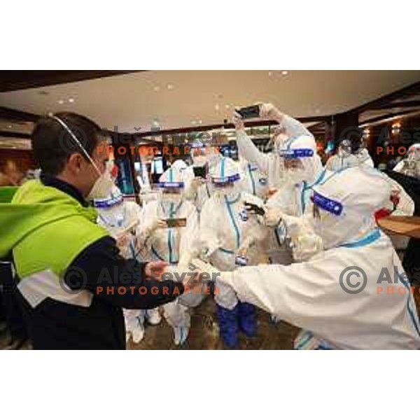 Jernej shows Toli to the guests at Zhangjiakou venue of Beijing 2022 Winter Olympic Games, China on February 6, 2022