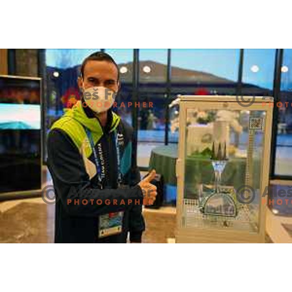 Jernej shows Toli to the guests at Zhangjiakou venue of Beijing 2022 Winter Olympic Games, China on February 6, 2022
