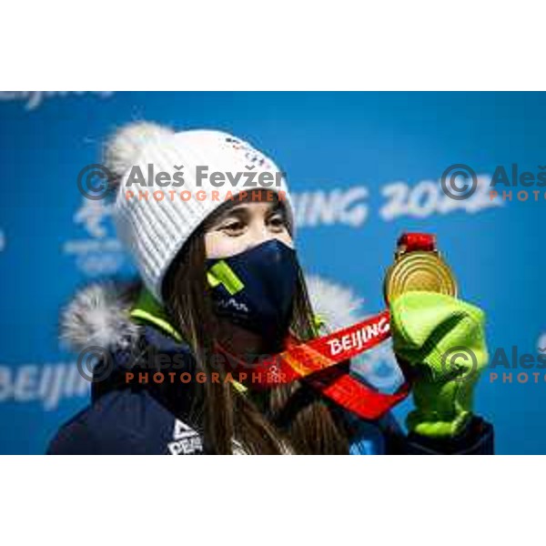 Ursa Bogataj of Slovenia Women’s Ski jumping Olympic team with Gold Olympic medal in Zhangjiakou, Beijing 2022 Winter Olympic Games, China on February 6, 2022