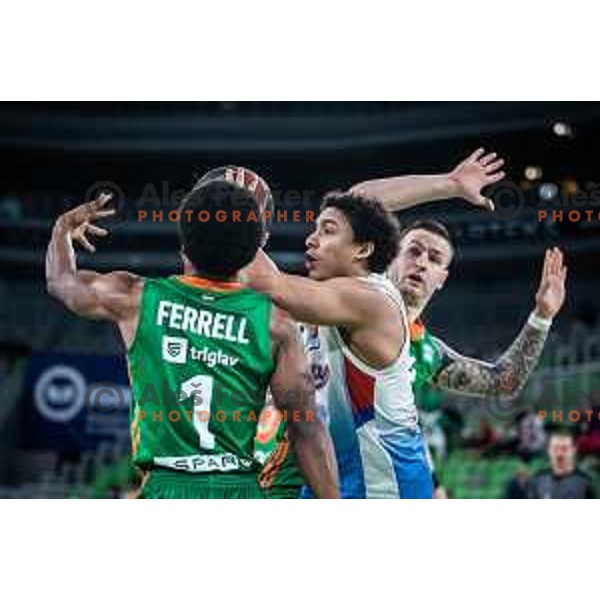 James Arthur Robinson in action during ABA league basketball match between Cedevita Olimpija and Igokea in Arena Stozice, Ljubljana, Slovenia on February 6, 2022. Photo: Jure Banfi/www.alesfevzer.com