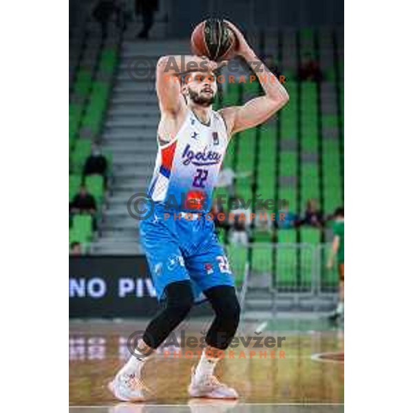 Dalibor Ilic in action during ABA league basketball match between Cedevita Olimpija and Igokea in Arena Stozice, Ljubljana, Slovenia on February 6, 2022. Photo: Jure Banfi/www.alesfevzer.com