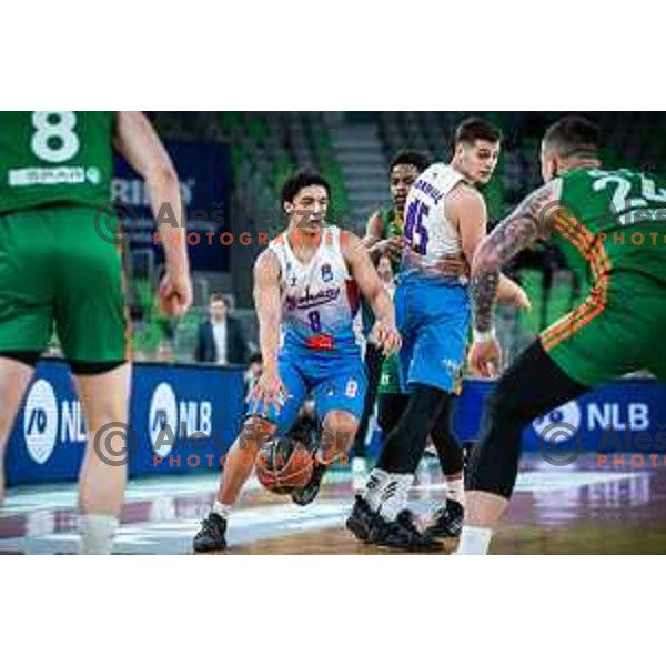 James Arthur Robinson in action during ABA league basketball match between Cedevita Olimpija and Igokea in Arena Stozice, Ljubljana, Slovenia on February 6, 2022. Photo: Jure Banfi/www.alesfevzer.com