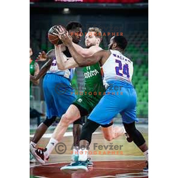 Jaka Blazic in action during ABA league basketball match between Cedevita Olimpija and Igokea in Arena Stozice, Ljubljana, Slovenia on February 6, 2022. Photo: Jure Banfi/www.alesfevzer.com