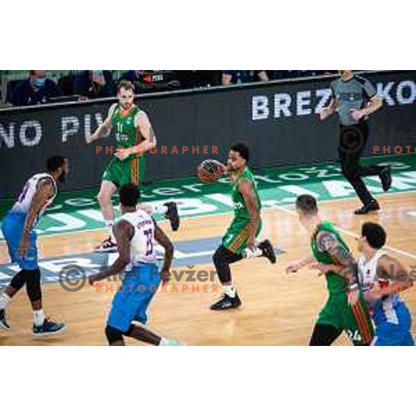 in action during ABA league basketball match between Cedevita Olimpija and Igokea in Arena Stozice, Ljubljana, Slovenia on February 6, 2022. Photo: Jure Banfi/www.alesfevzer.com
