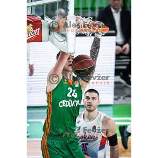 Alen Omic in action during ABA league basketball match between Cedevita Olimpija and Igokea in Arena Stozice, Ljubljana, Slovenia on February 6, 2022. Photo: Jure Banfi/www.alesfevzer.com