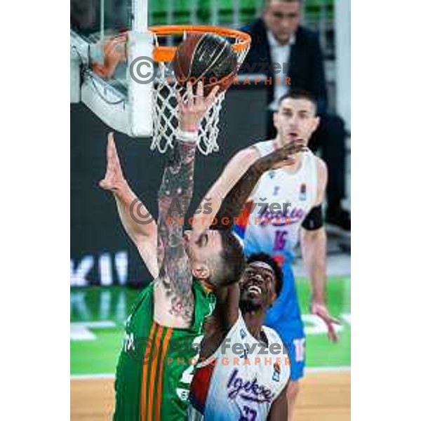 Alen Omic in action during ABA league basketball match between Cedevita Olimpija and Igokea in Arena Stozice, Ljubljana, Slovenia on February 6, 2022. Photo: Jure Banfi/www.alesfevzer.com
