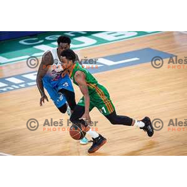 Yogi Ferrell in action during ABA league basketball match between Cedevita Olimpija and Igokea in Arena Stozice, Ljubljana, Slovenia on February 6, 2022. Photo: Jure Banfi/www.alesfevzer.com