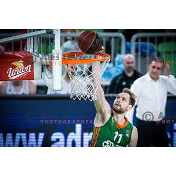 Jaka Blazic in action during ABA league basketball match between Cedevita Olimpija and Igokea in Arena Stozice, Ljubljana, Slovenia on February 6, 2022. Photo: Jure Banfi/www.alesfevzer.com