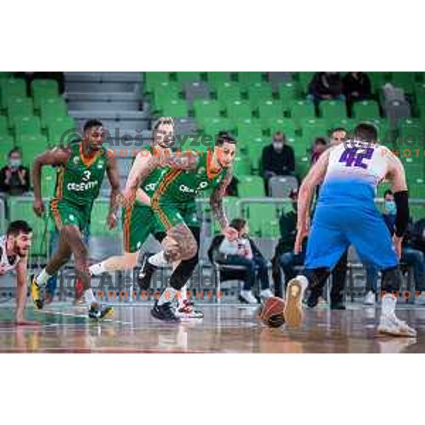 in action during ABA league basketball match between Cedevita Olimpija and Igokea in Arena Stozice, Ljubljana, Slovenia on February 6, 2022. Photo: Jure Banfi/www.alesfevzer.com
