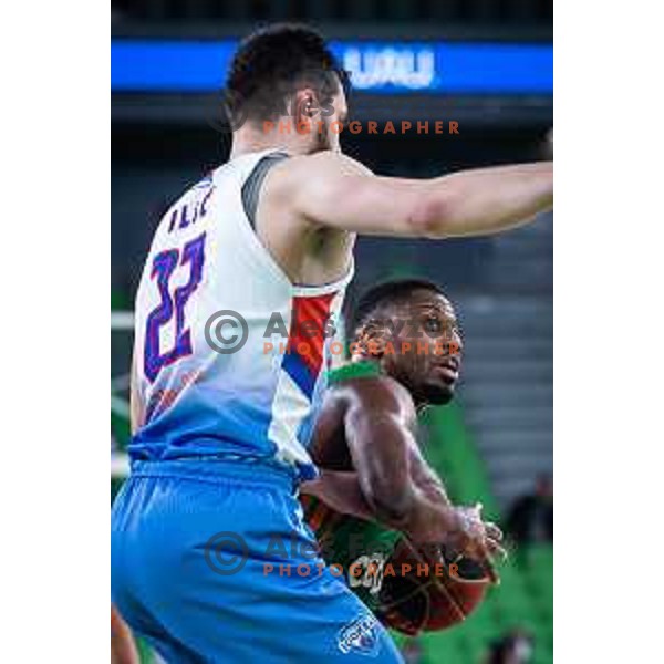 Melvin Ejim in action during ABA league basketball match between Cedevita Olimpija and Igokea in Arena Stozice, Ljubljana, Slovenia on February 6, 2022. Photo: Jure Banfi/www.alesfevzer.com
