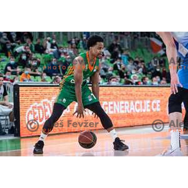 Yogi Ferrell in action during ABA league basketball match between Cedevita Olimpija and Igokea in Arena Stozice, Ljubljana, Slovenia on February 6, 2022. Photo: Jure Banfi/www.alesfevzer.com