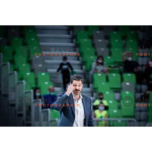Jurica Golemac, head coach of Cedevita Olimpija during ABA league basketball match between Cedevita Olimpija and Igokea in Arena Stozice, Ljubljana, Slovenia on February 6, 2022. Photo: Jure Banfi/www.alesfevzer.com