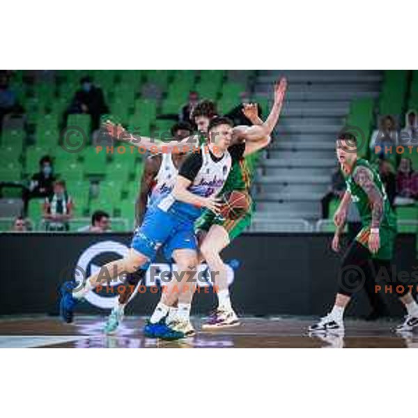 in action during ABA league basketball match between Cedevita Olimpija and Igokea in Arena Stozice, Ljubljana, Slovenia on February 6, 2022. Photo: Jure Banfi/www.alesfevzer.com