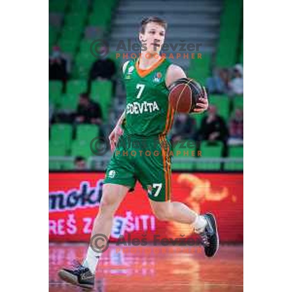 Dan Duscak in action during ABA league basketball match between Cedevita Olimpija and Igokea in Arena Stozice, Ljubljana, Slovenia on February 6, 2022. Photo: Jure Banfi/www.alesfevzer.com