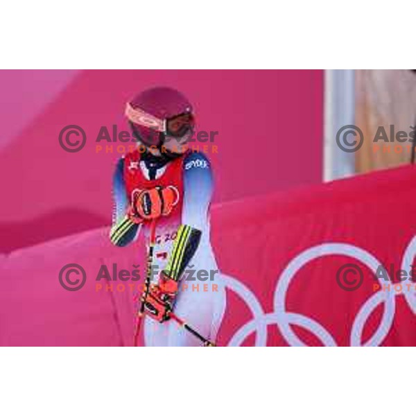 Mikaela Shiffrin after she crashed in the first run of Women’s Giant Slalom in Yanging National Alpine Centre during Beijing 2022 Winter Olympic Games, China on February 7, 2022