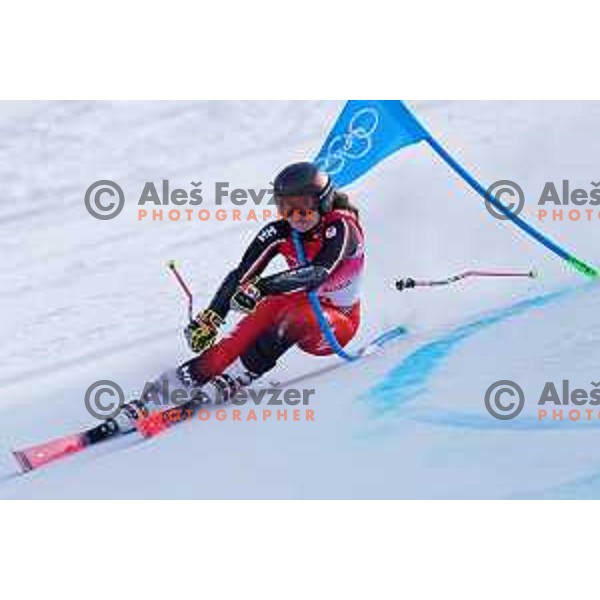 Valerie Grenier (CAN) crashed in the first run of Women’s Giant Slalom in Yanging National Alpine Centre during Beijing 2022 Winter Olympic Games, China on February 7, 2022