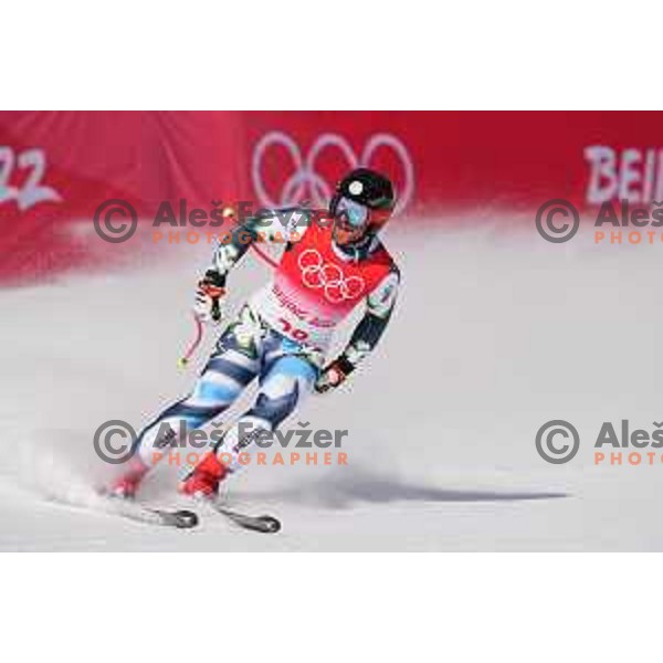 Miha Hrobat (SLO) competes in Men’s Downhill in Yanging National Alpine Centre during Beijing 2022 Winter Olympic Games, China on February 7, 2022