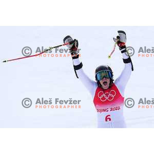 Sara Hector (SWE), winner of Women’s Giant Slalom in Yanging National Alpine Centre during Beijing 2022 Winter Olympic Games, China on February 7, 2022