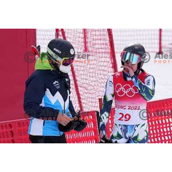 Andreja Slokar of Slovenia after she crashed in the second run of Women’s Giant Slalom in Yanging National Alpine Centre during Beijing 2022 Winter Olympic Games, China on February 7, 2022