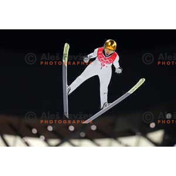 Nika Kriznar of Slovenia Ski jumping Olympic team, winner in Mix Team Competition in Zhangjiakou venue of Beijing 2022 Winter Olympic Games, China on February 7, 2022