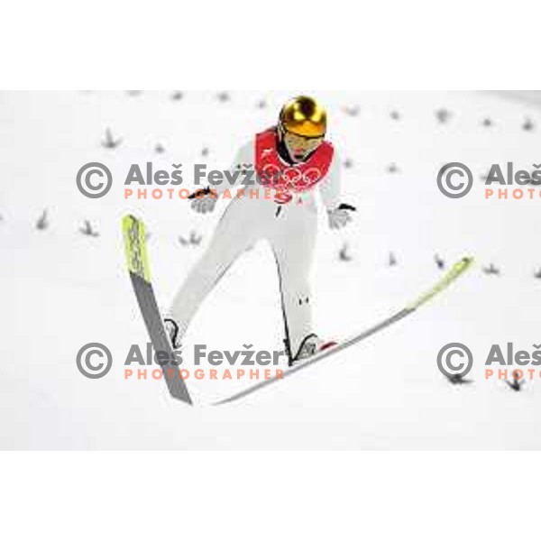 Nika Kriznar of Slovenia Ski jumping Olympic team, winner in Mix Team Competition in Zhangjiakou venue of Beijing 2022 Winter Olympic Games, China on February 7, 2022