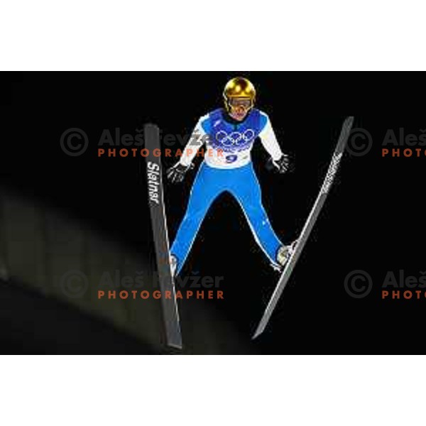 Peter Prevc of Slovenia Ski jumping Olympic team, winner in Mix Team Competition in Zhangjiakou venue of Beijing 2022 Winter Olympic Games, China on February 7, 2022
