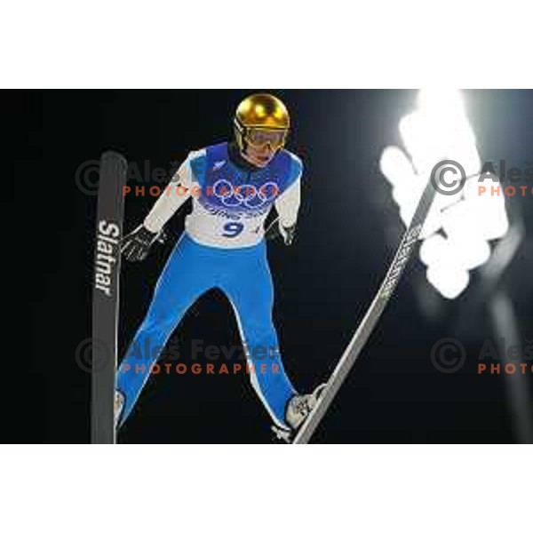 Peter Prevc of Slovenia Ski jumping Olympic team, winner in Mix Team Competition in Zhangjiakou venue of Beijing 2022 Winter Olympic Games, China on February 7, 2022