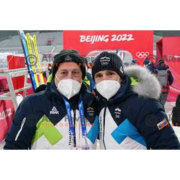 Bogdan Gabrovec, Tomaz Barada at Mix Team Competition in Zhangjiakou venue of Beijing 2022 Winter Olympic Games, China on February 7, 2022
