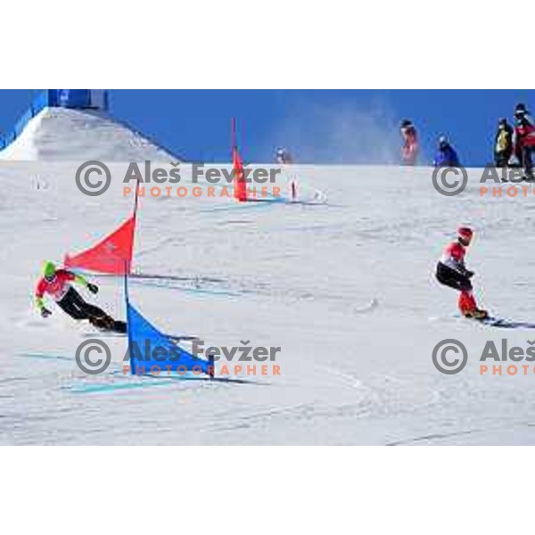 Tim Mastnak and Zan Kosir (SLO) compete in Men\'s Snowboard Parallel Giant Slalom in Zhangjiakou Genting Snow Park, Beijing 2022 Winter Olympic Games, China on February 8, 2022