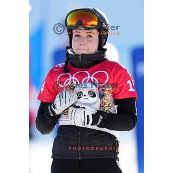 Gloria Kotnik of Slovenia, Olympic Bronze medalist in Women\'s Snowboard Parallel Giant Slalom in Zhangjiakou Genting Snow Park, Beijing 2022 Winter Olympic Games, China on February 8, 2022