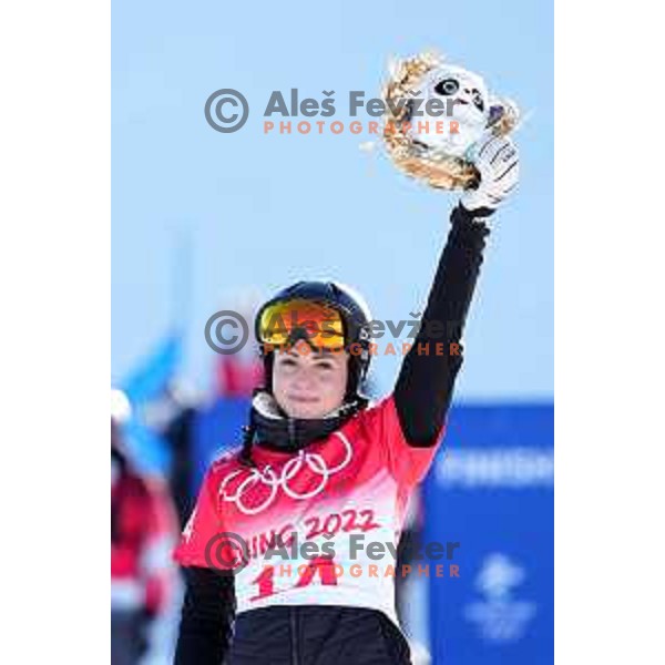 Gloria Kotnik of Slovenia, Olympic Bronze medalist in Women\'s Snowboard Parallel Giant Slalom in Zhangjiakou Genting Snow Park, Beijing 2022 Winter Olympic Games, China on February 8, 2022