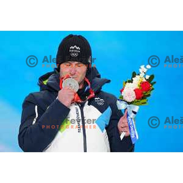 Tim Mastnak of Slovenia, Olympic Silver medalist in Snowboard Parallel Giant Slalom in Zhangjiakou Genting Snow Park, Beijing 2022 Winter Olympic Games, China on February 8, 2022