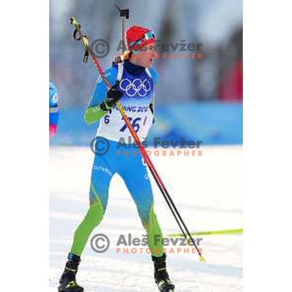 Lovro Planko (SLO) competes in Biathlon Men’s 20 km at Beijing 2022 Winter Olympic Games, China on February 8, 2022