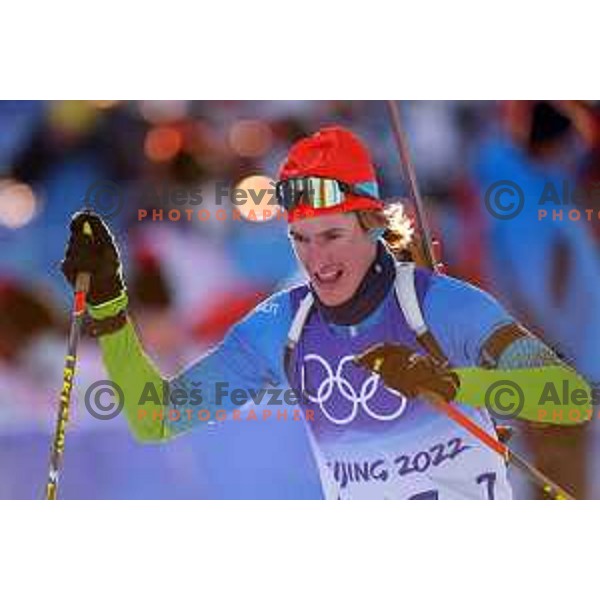 Lovro Planko (SLO) competes in Biathlon Men’s 20 km at Beijing 2022 Winter Olympic Games, China on February 8, 2022