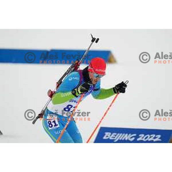 Rok Trsan (SLO) competes in Biathlon Men’s 20 km at Beijing 2022 Winter Olympic Games, China on February 8, 2022