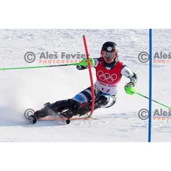 Andreja Slokar (SLO) skiing in the first run of Women\'s Slalom in Yanging National Alpine Centre, Beijing 2022 Winter Olympic Games, China on February 9, 2022
