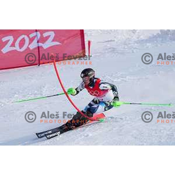 Andreja Slokar (SLO) skiing in the first run of Women\'s Slalom in Yanging National Alpine Centre, Beijing 2022 Winter Olympic Games, China on February 9, 2022