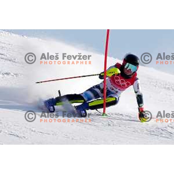 Meta Hrovat (SLO) skiing in the first run of Women\'s Slalom in Yanging National Alpine Centre, Beijing 2022 Winter Olympic Games, China on February 9, 2022