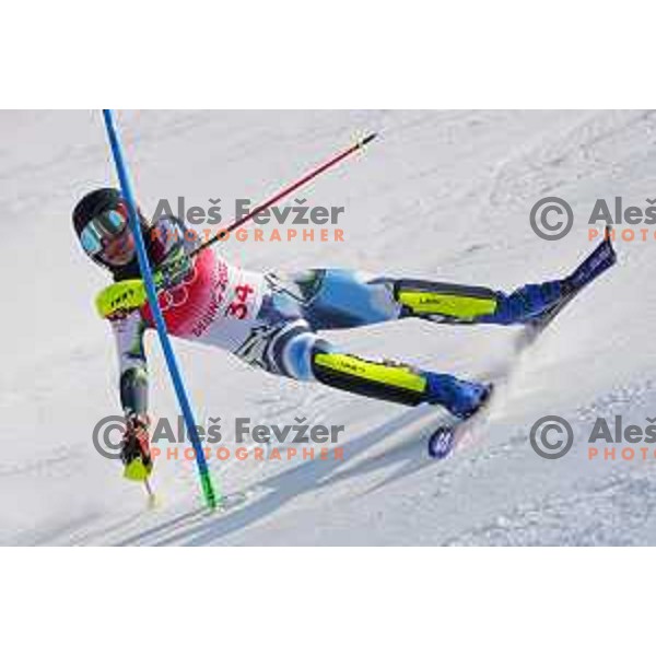 Meta Hrovat (SLO) skiing in the first run of Women\'s Slalom in Yanging National Alpine Centre, Beijing 2022 Winter Olympic Games, China on February 9, 2022