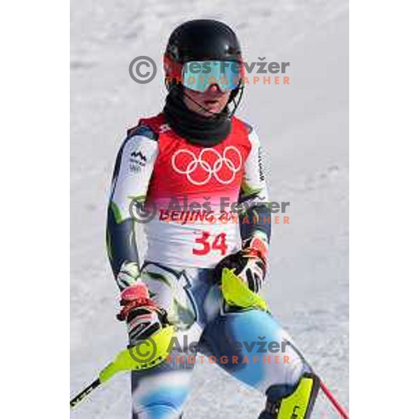 Meta Hrovat (SLO) skiing in the first run of Women\'s Slalom in Yanging National Alpine Centre, Beijing 2022 Winter Olympic Games, China on February 9, 2022