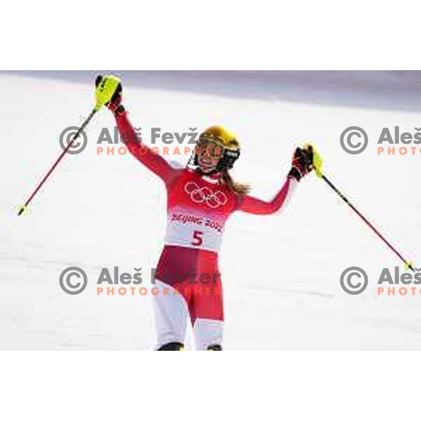 Katharina Liensberger (AUT), second placed at Women\'s Slalom in Yanging National Alpine Centre, Beijing 2022 Winter Olympic Games, China on February 9, 2022