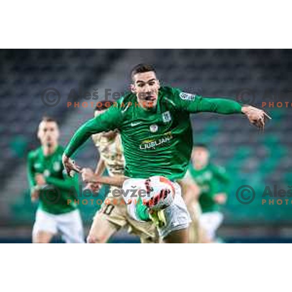 in action during Prva liga Telemach football match between Olimpija and Mura in Stozice, Ljubljana, Slovenia on February 9, 2022. Photo: Jure Banfi/www.alesfevzer.com