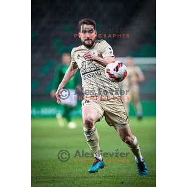 Nik Lorbek in action during Prva liga Telemach football match between Olimpija and Mura in Stozice, Ljubljana, Slovenia on February 9, 2022. Photo: Jure Banfi/www.alesfevzer.com