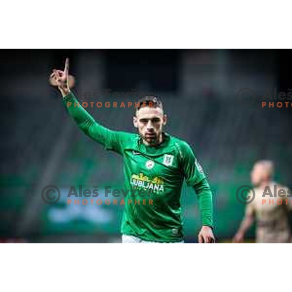 Aljosa Matko in action during Prva liga Telemach football match between Olimpija and Mura in Stozice, Ljubljana, Slovenia on February 9, 2022. Photo: Jure Banfi/www.alesfevzer.com