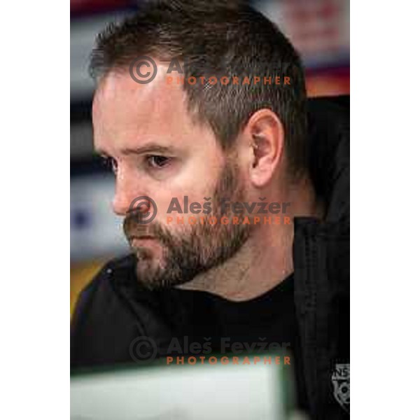 Damir Contala, head coach of Mura at the press conference after Prva liga Telemach football match between Olimpija and Mura in Stozice, Ljubljana, Slovenia on February 9, 2022. Photo: Jure Banfi/www.alesfevzer.com