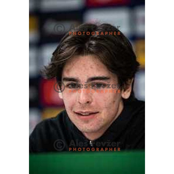 Miha Kompan Breznik at the press conference after Prva liga Telemach football match between Olimpija and Mura in Stozice, Ljubljana, Slovenia on February 9, 2022. Photo: Jure Banfi/www.alesfevzer.com