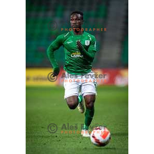 Eric Boakye in action during Prva liga Telemach football match between Olimpija and Mura in Stozice, Ljubljana, Slovenia on February 9, 2022. Photo: Jure Banfi/www.alesfevzer.com