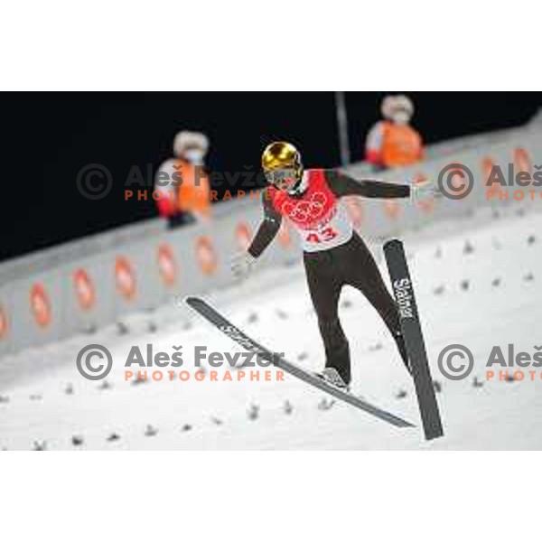 Lovro Kos (SLO) competes in Qualification of Men\'s Large Hill Ski Jumping in Zhnagjiakou at Beijing 2022 Winter Olympic Games, China on February 11, 2022